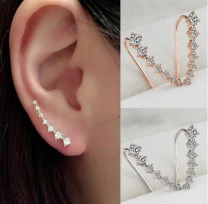 1 Pc’s 7 Crystals Ear Cuffs Vines Climbers Wrap Pierced Pins Hook Earrings