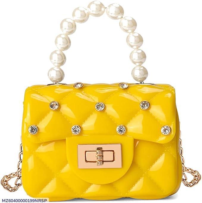 Charming Yellow Textured Plastic Purse for Girls - 1 Pc