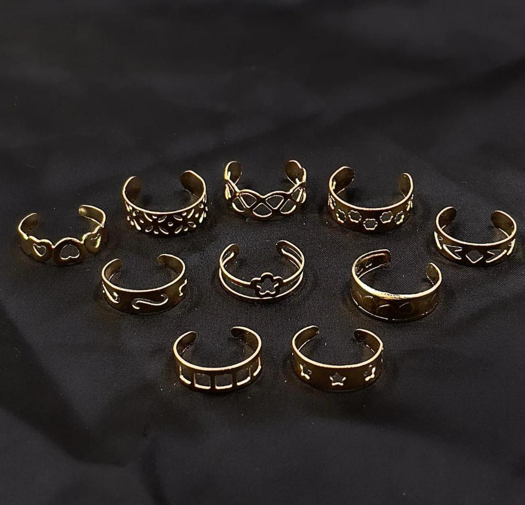 Gold Plated Adjustable Rings Set