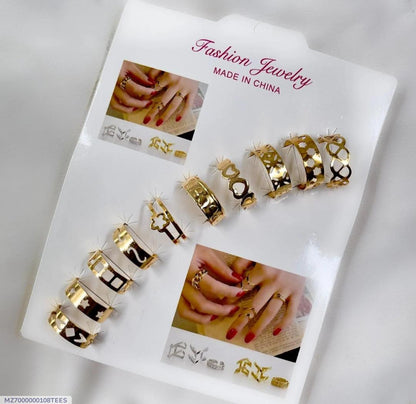 Gold Plated Adjustable Rings Set